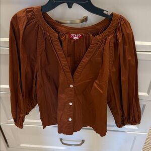 STAUD Women's Rust Button-Up Blouse